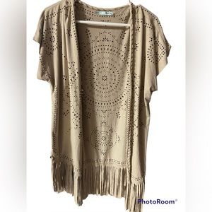 NWOT Maurices Suede Fringe Kimono Cardigan (S/M)